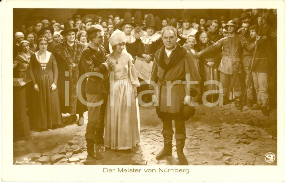 Cartolina originale da collezione 1927 CINEMA Film DIE MEISTER VON NURNBERG Scena in piazza Cartolina 1