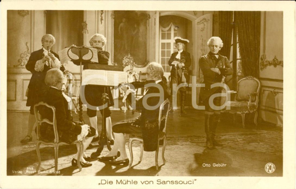 Cartolina originale da collezione 1926 CINEMA DIE MUHLE VON SANSSOUCI Otto GEBUHR ascolta un concerto Cartolina 1