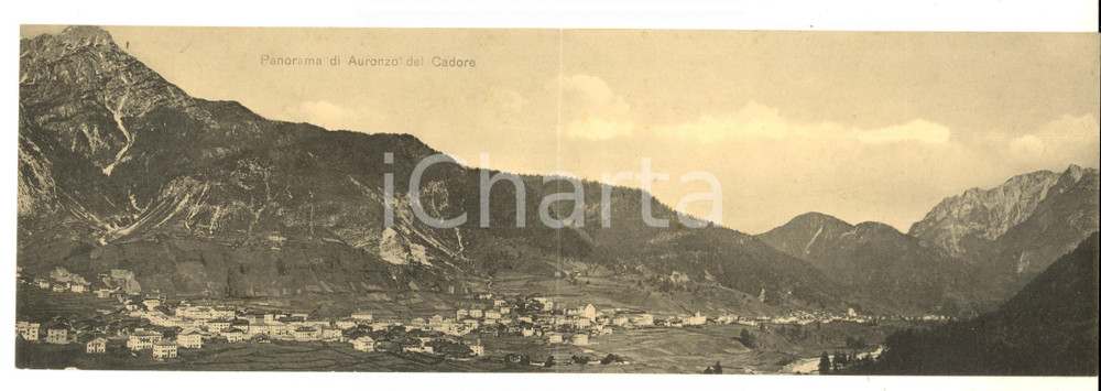 Cartolina originale da collezione 1905 ca AURONZO DI CADORE BL Veduta panoramica Cartolina DOPPIA FP 1