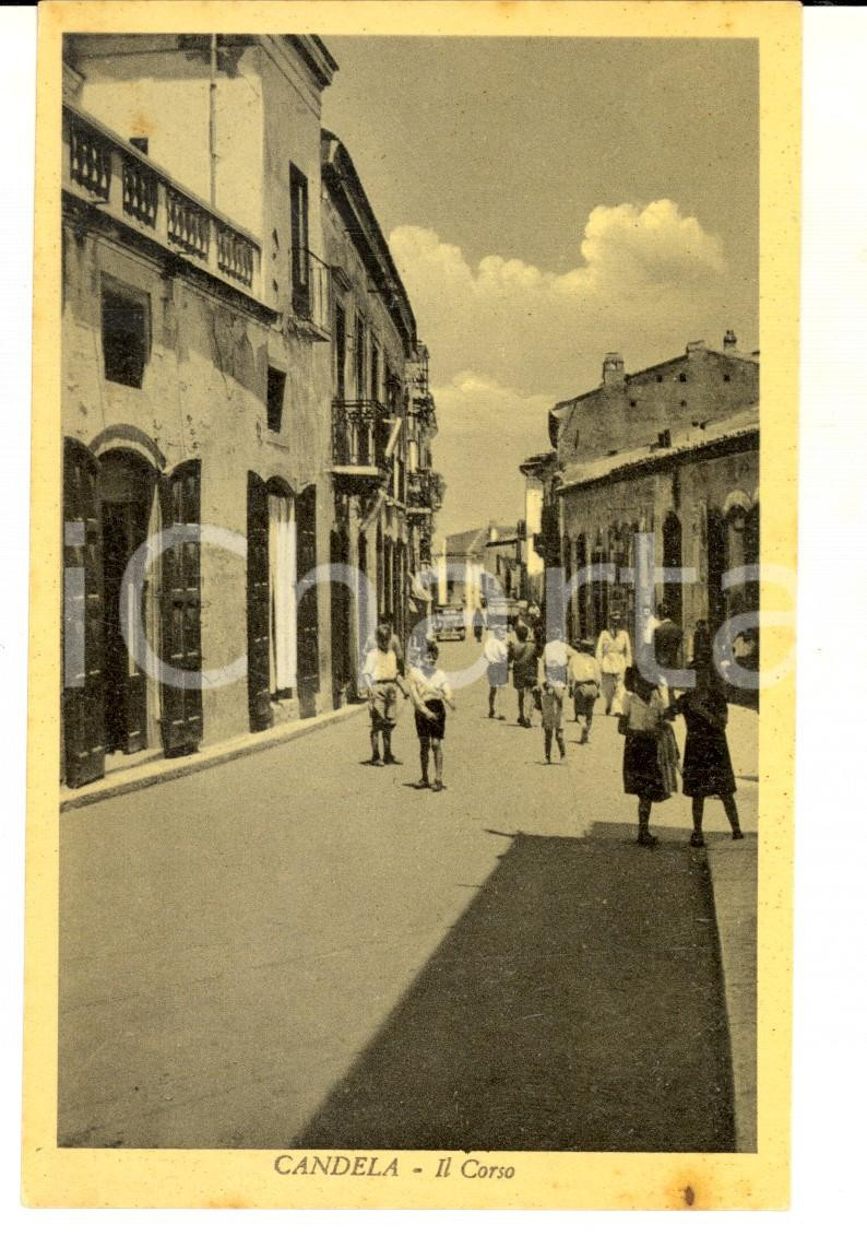 Cartolina originale da collezione 1940 ca CANDELA Foggia Veduta del Corso Cartolina ANIMATA bambini FP NV 1