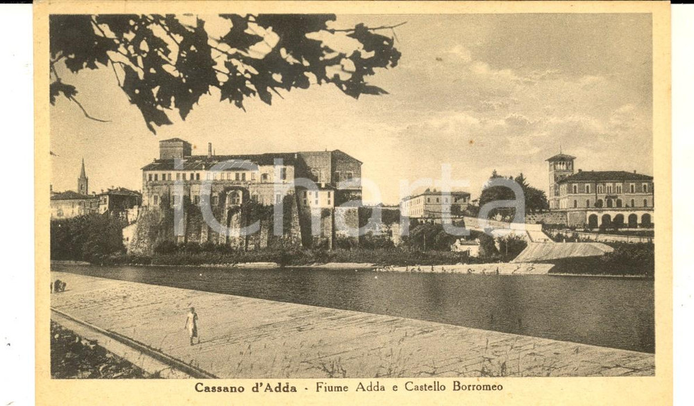 Cartolina originale da collezione 1930 ca CASSANO D ADDA MI Fiume ADDA e Castello Borromeo Cartolina FP NV 1
