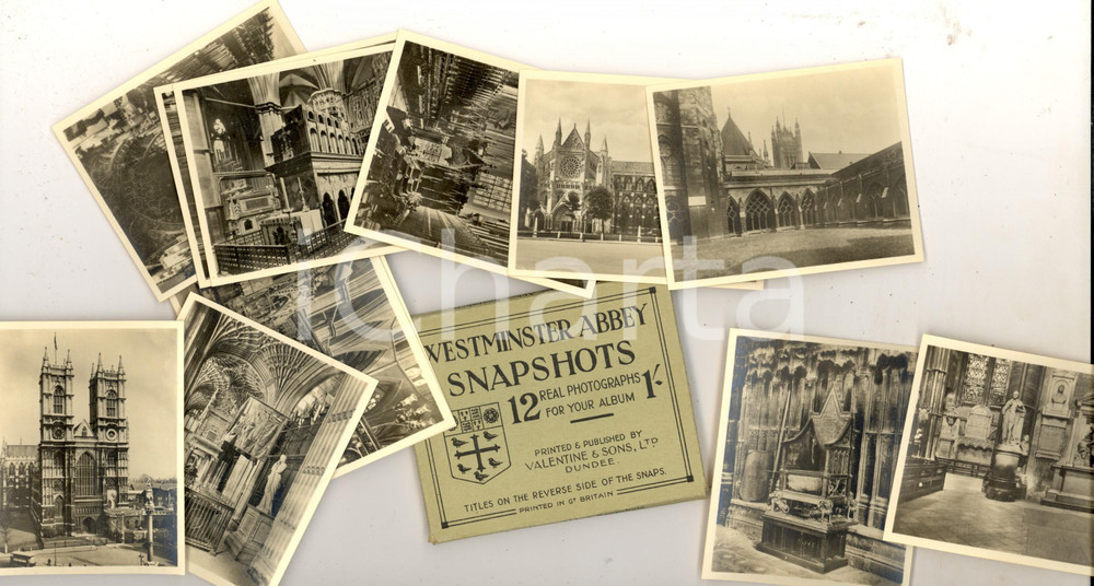 Materiale pubblicitario d’epoca 1950 ca WESTMINSTER ABBEY Snapshots  12 foto seriali Turismo VINTAGE 1