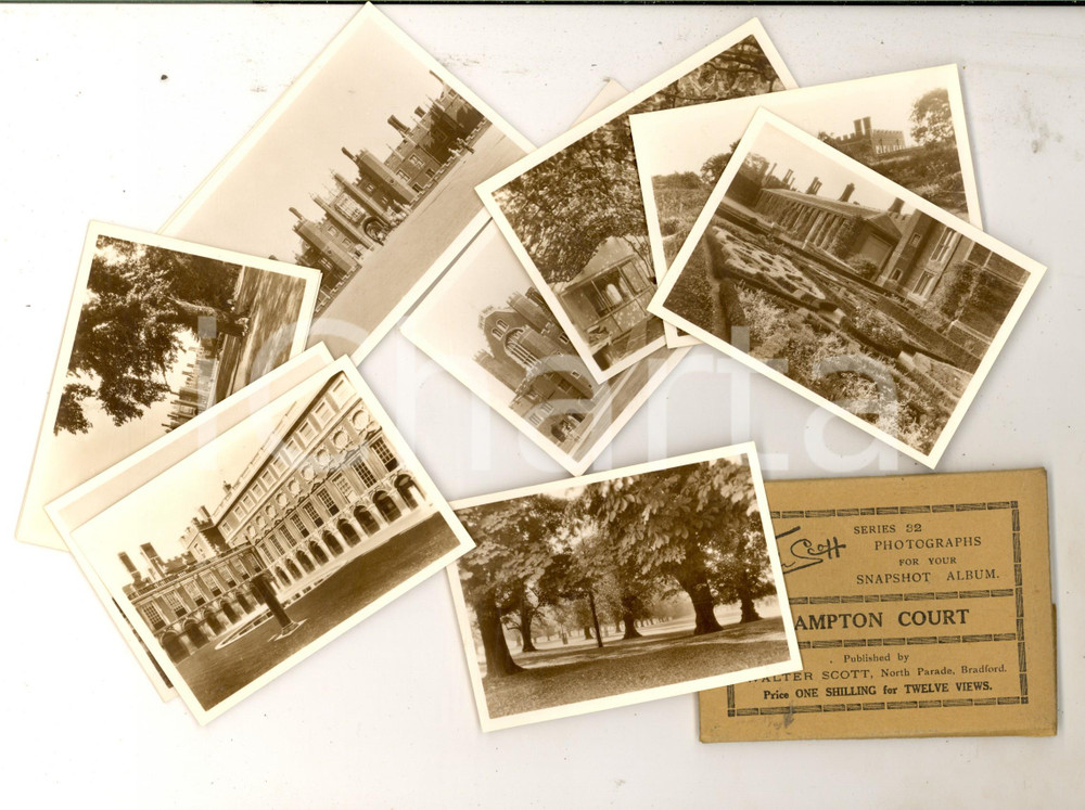 Materiale pubblicitario d’epoca 1950 ca HAMPTON COURT UK Photo snapshots  12 foto seriali Turismo VINTAGE 1