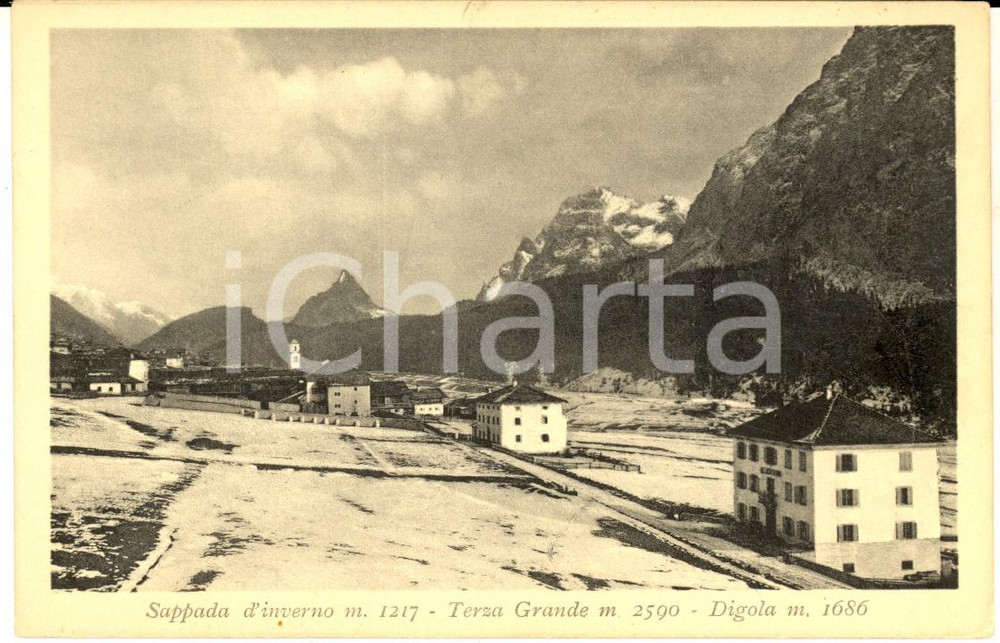 Cartolina originale da collezione 1930 ca SAPPADA Veduta d inverno con TERZA GRANDE e DIGOLA Cartolina FP NV 1