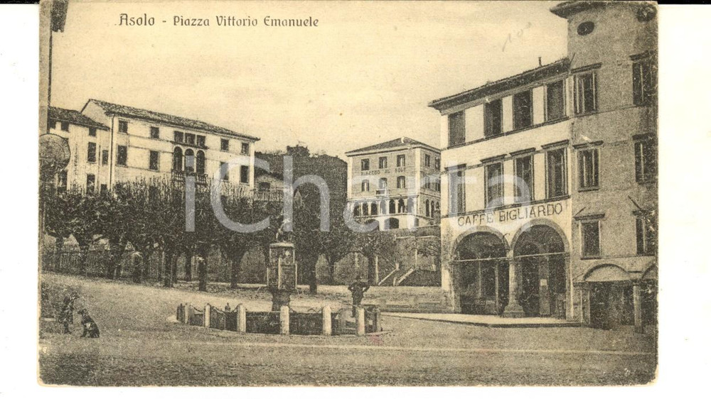 1920 ca ASOLO Piazza Vittorio Emanuele con Caffè Bigliardo *Cartolina FP NV