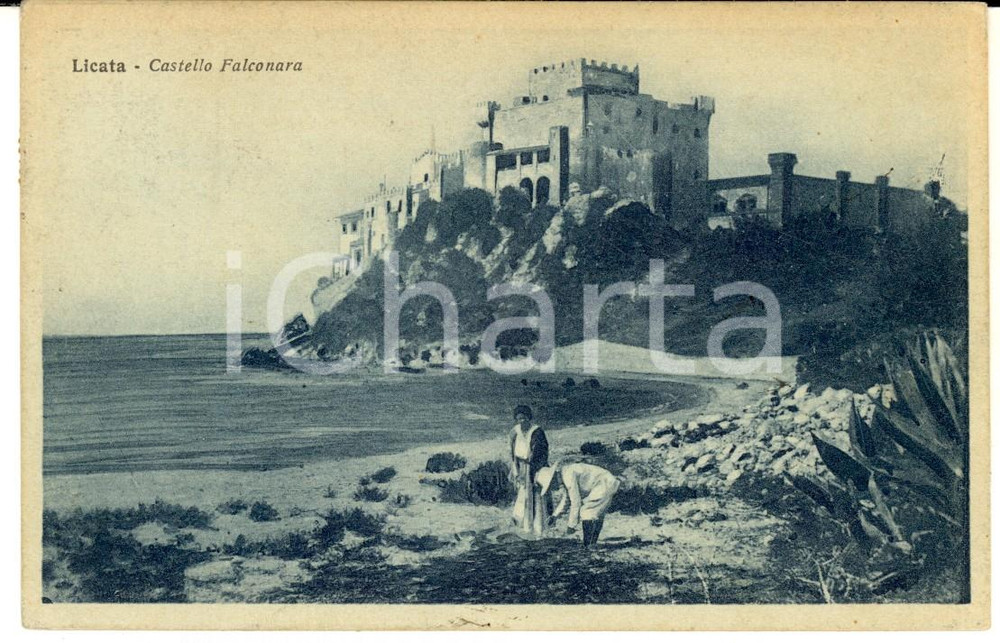 Cartolina originale da collezione 1925 LICATA AG Veduta con il Castello FALCONARA Cartolina ANIMATA FP VG 1
