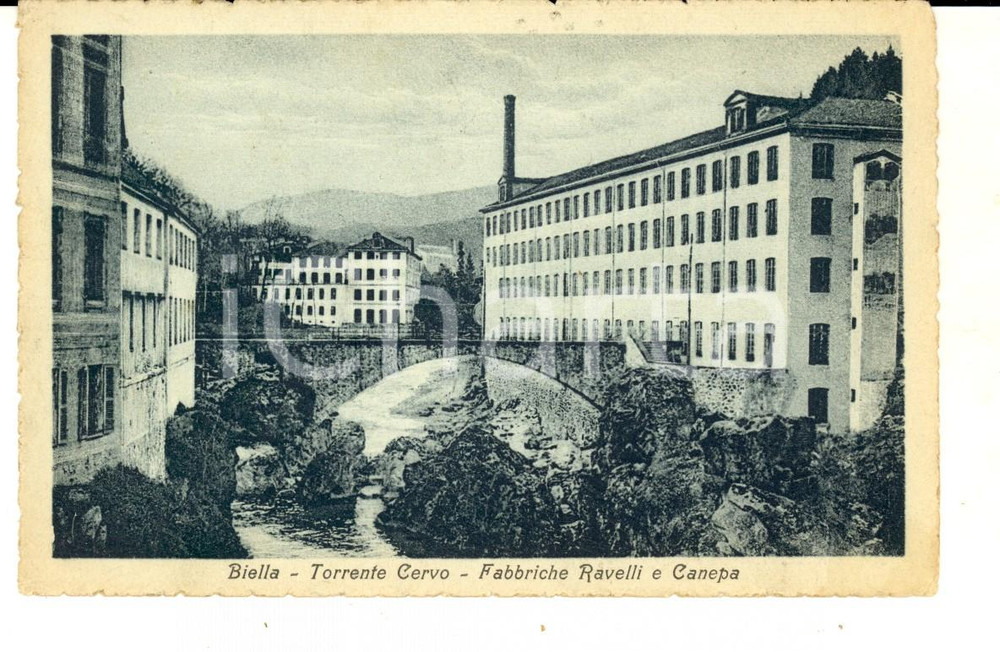 Cartolina originale da collezione 1925 BIELLA Torrente CERVO Fabbriche RAVELLI e CANEPA Cartolina FP VG 1