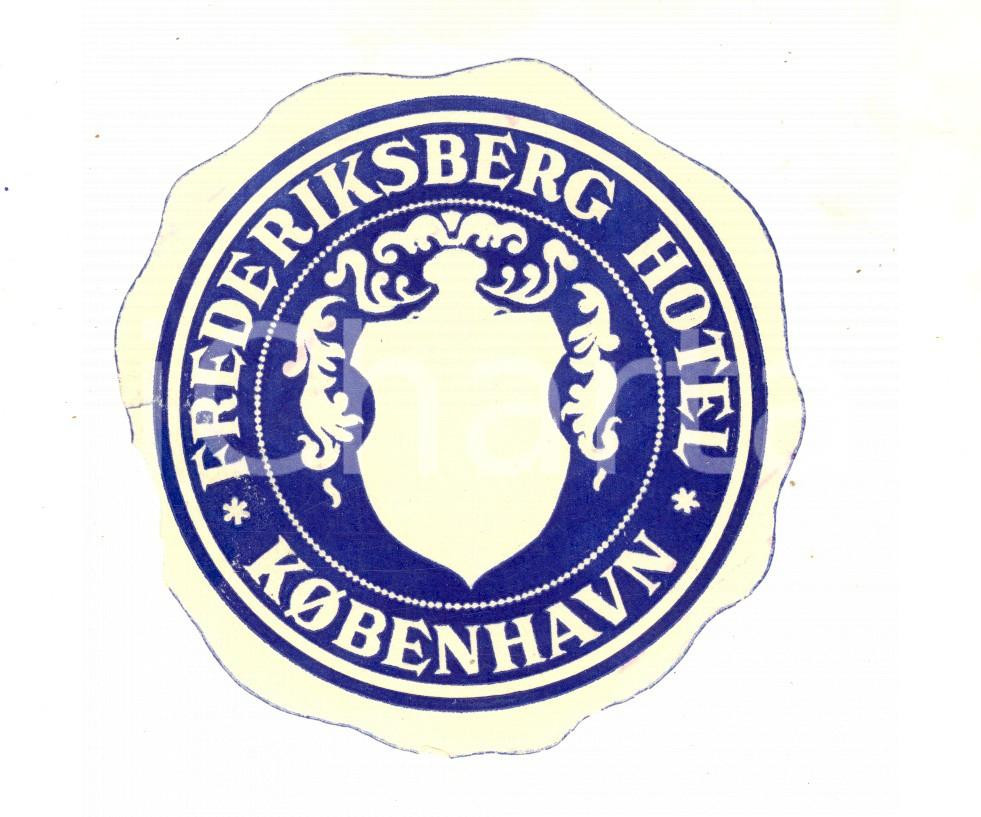 Materiale pubblicitario d’epoca 1950 ca KOBENHAVN DENMARK Frederiksberg Hotel Etichetta pubblicitaria 10 cm 1