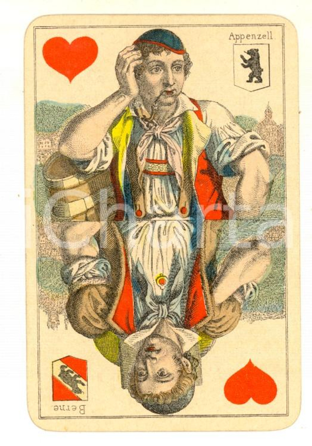 Materiale pubblicitario d’epoca 1910 ca BERNE / APPENZELL Carta da gioco VINTAGE  GENEVE 1