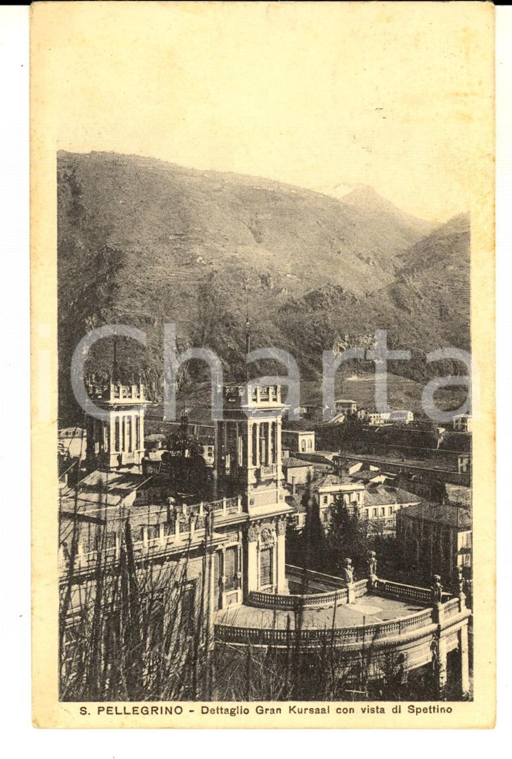Cartolina originale da collezione 1930 ca SAN PELLEGRINO TERME Dettaglio GRAN KURSAAL con SPETTINO Cartolina FP VG 1