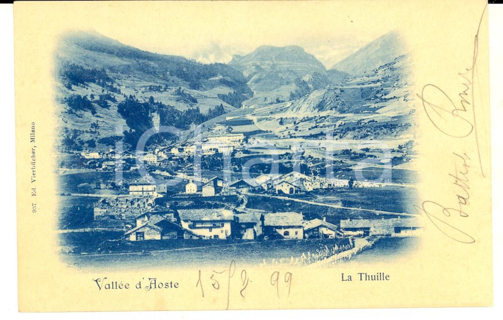 Cartolina originale da collezione 1899 LA THUILE AO Veduta panoramica del paese  Cartolina postale FP VG 1