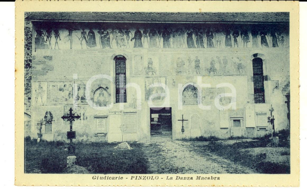 Cartolina originale da collezione 1930 ca PINZOLO TN Giudicarie  La Danza macabra Cartolina postale FP NV 1