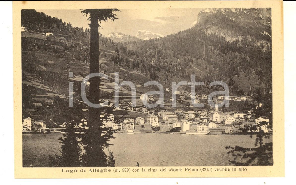 Cartolina originale da collezione 1930 ca ALLEGHE BL Veduta del lago con il monte PELMO  Cartolina FP NV 1