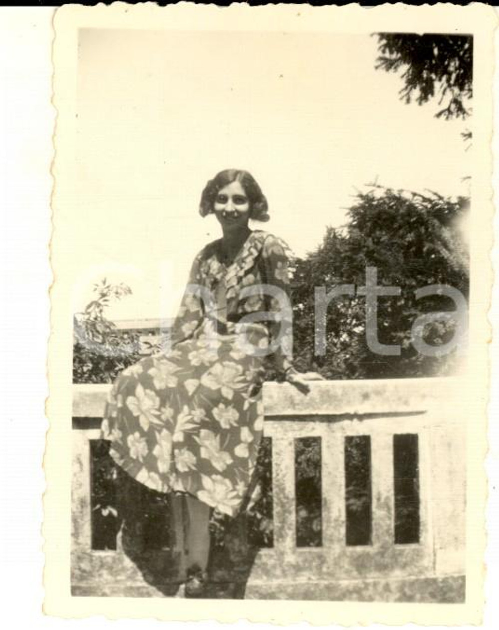 1933 SAN VITTORE OLONA Fanciulla in abito a fiori *Foto VINTAGE 7x8 cm