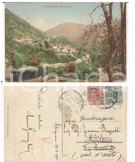 Autografo originale 1921 SCHIGNANO Veduta frazione AVRASCIO Cartolina Cesare BREVEGLIERI Autografo 1