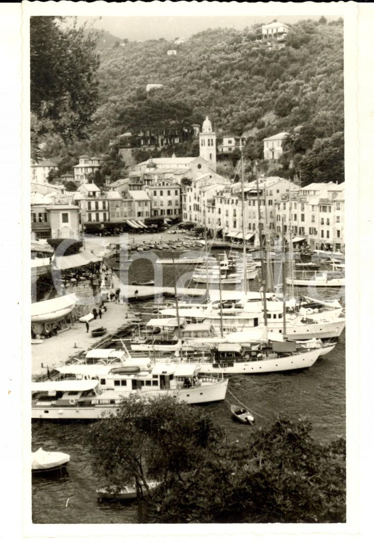 Fotografia d epoca originale 1960 ca PORTOFINO Veduta del porticciolo  Fotocartolina VINTAGE 1