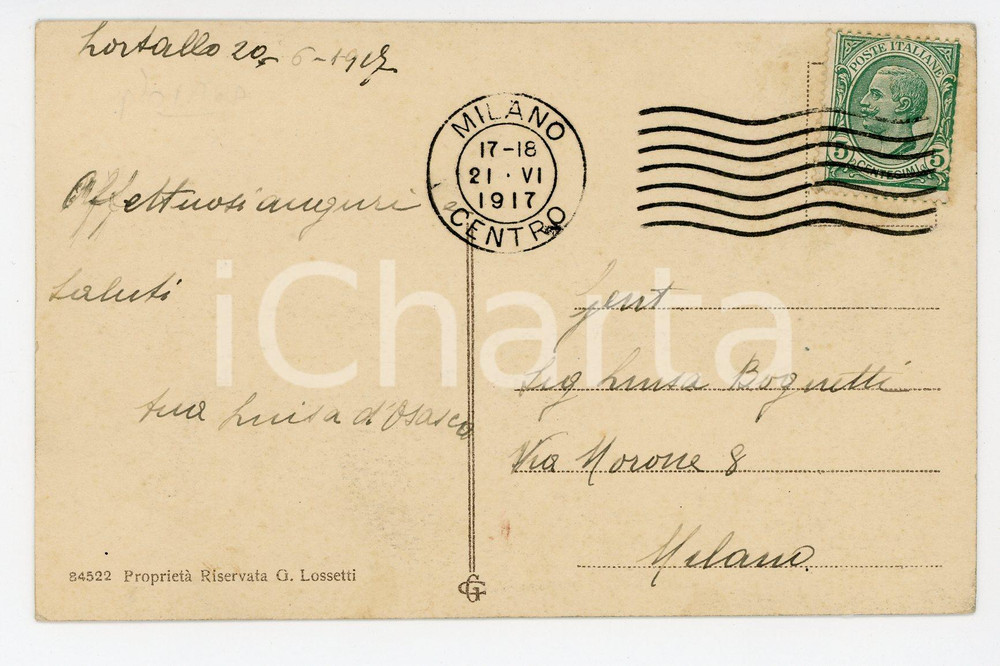 Cartolina originale da collezione 1917 ORTA NO Cappella del SACRO MONTE Cartolina nobile Luisa DI OSASCO FP VG 1