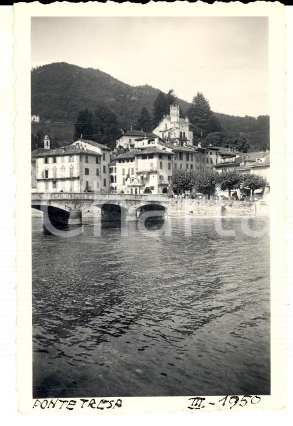 Fotografia d epoca originale 1950 LAVENA PONTE TRESA VA Veduta con il ponte Foto VINTAGE 6x9 cm 1