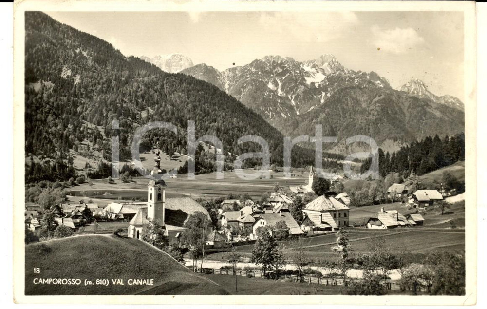 Cartolina originale da collezione 1940 ca CAMPOROSSO UD Veduta  VAL CANALE Cartolina FP VG 1