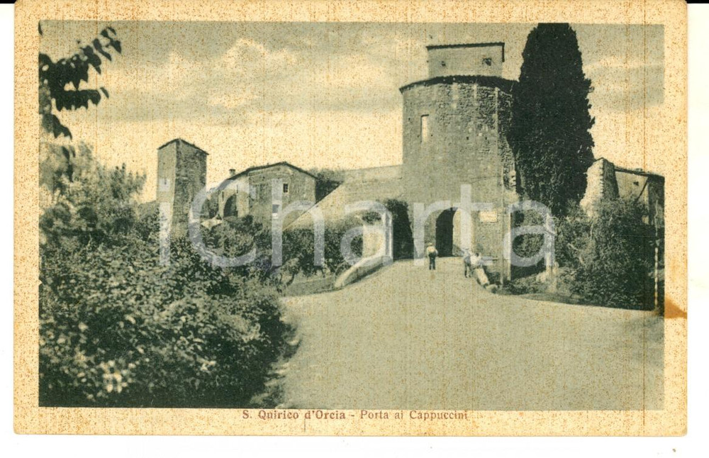 Cartolina originale da collezione 1940 ca SAN QUIRICO D ORCIA SI Porta ai Cappuccini Cartolina ANIMATA FP 1