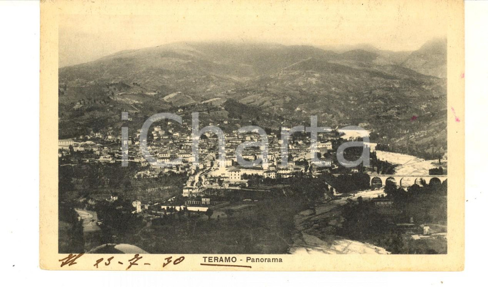 Cartolina originale da collezione 1930 ca TERAMO Veduta panoramica Cartolina postale VINTAGE FP NV 1