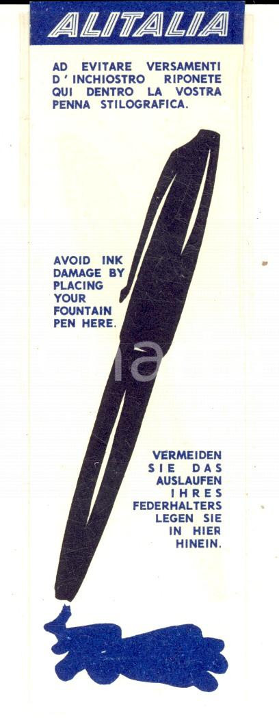 Materiale pubblicitario d’epoca 1960 ca ALITALIA Bustina pubblicitaria per penna stilografica VINTAGE 4x13 cm 1
