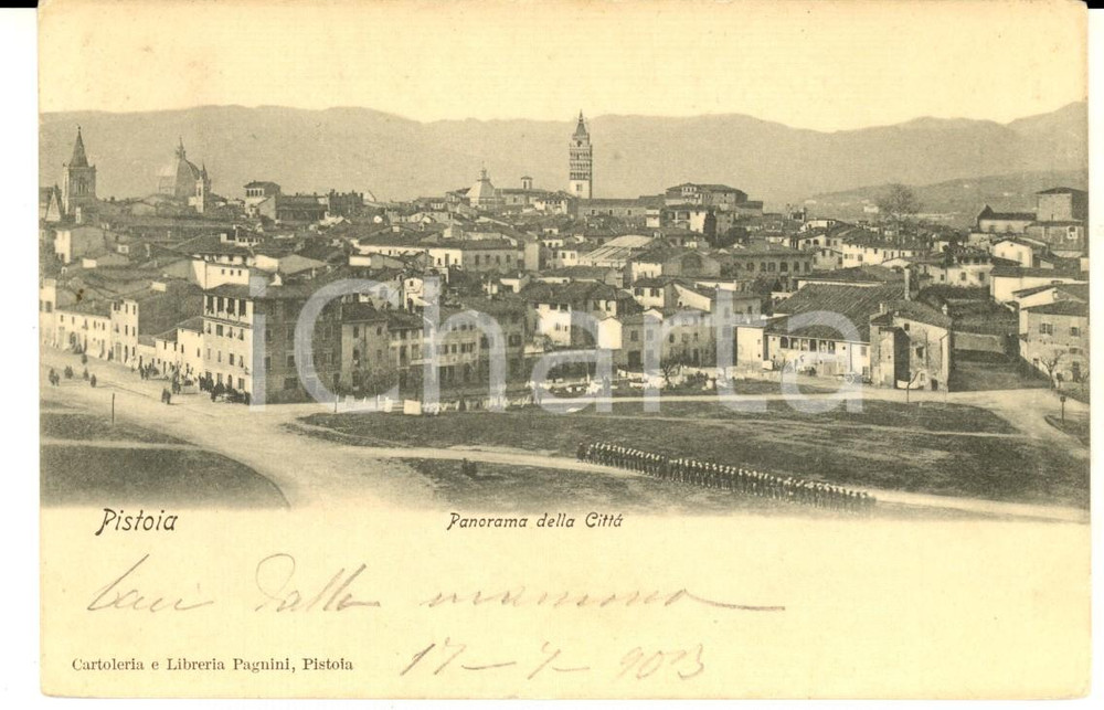 Cartolina originale da collezione 1903 PISTOIA Panorama della cittÃ  Cartolina postale VINTAGE FP VG 1