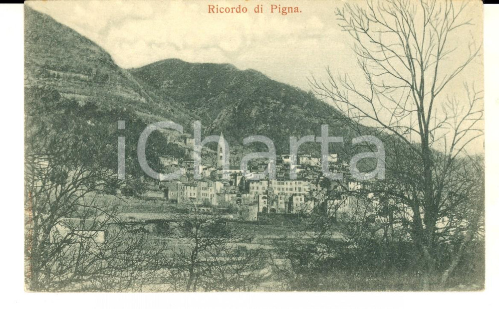 Cartolina originale da collezione 1900 ca PIGNA IM Veduta panoramica del paese Cartolina postale FP NV 1