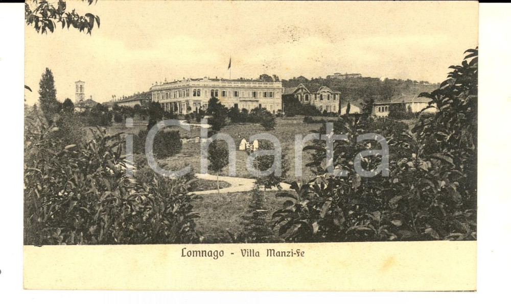 Cartolina originale da collezione 1913 BODIO LOMNAGO VA Veduta di villa MANZIFE Cartolina FP VG 1