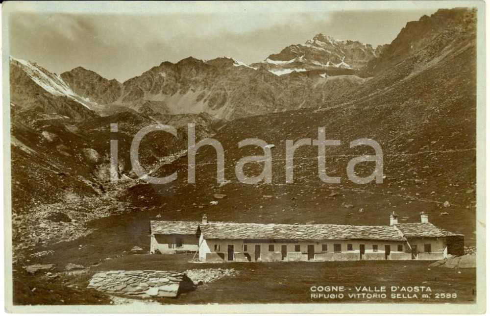 Cartolina originale da collezione 1930 ca COGNE AO Veduta con il rifugio Vittorio SELLA Cartolina postale FP NV 1