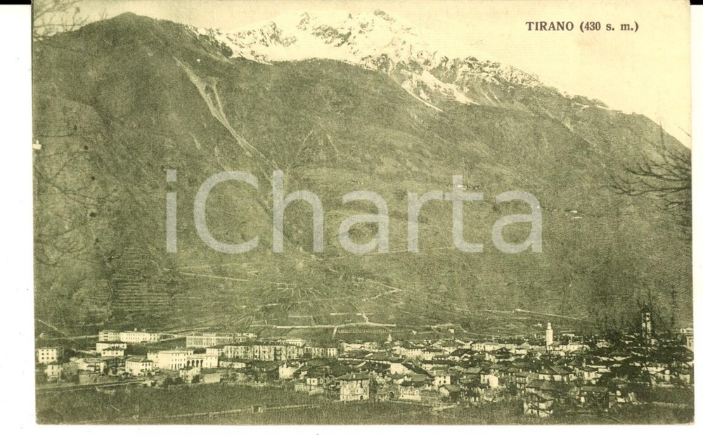Cartolina originale da collezione 1926 TIRANO SO Panorama del paese Cartolina VINTAGE FP VG 1