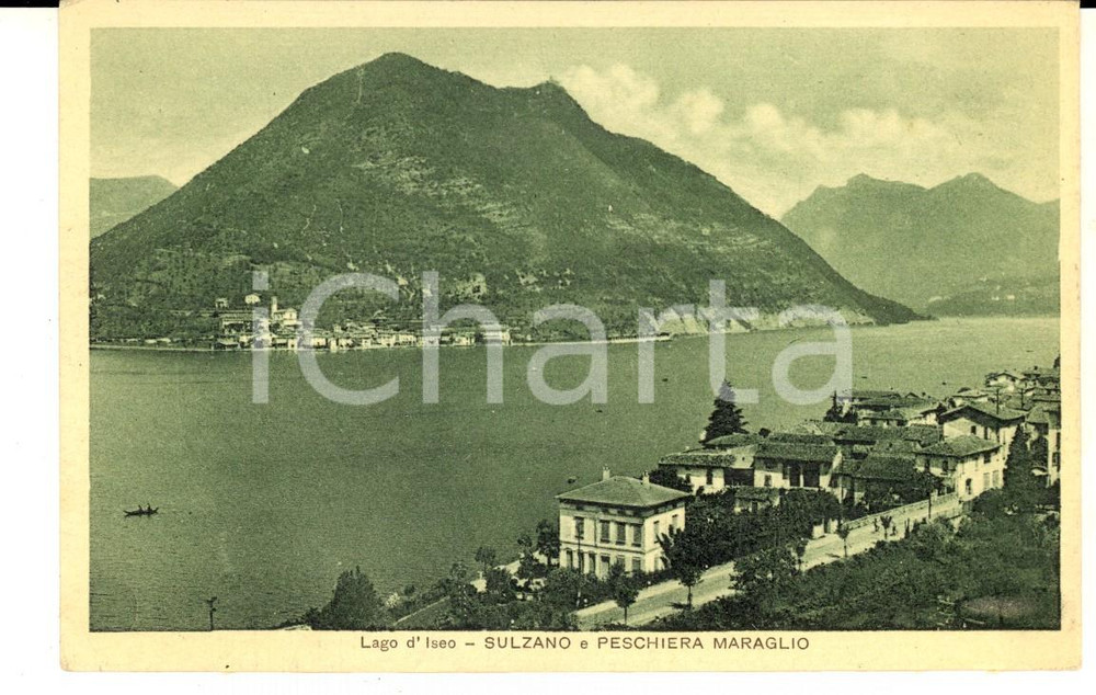 1930 ca SULZANO e PESCHIERA MARAGLIO Veduta sul LAGO D'ISEO *Cartolina FP NV
