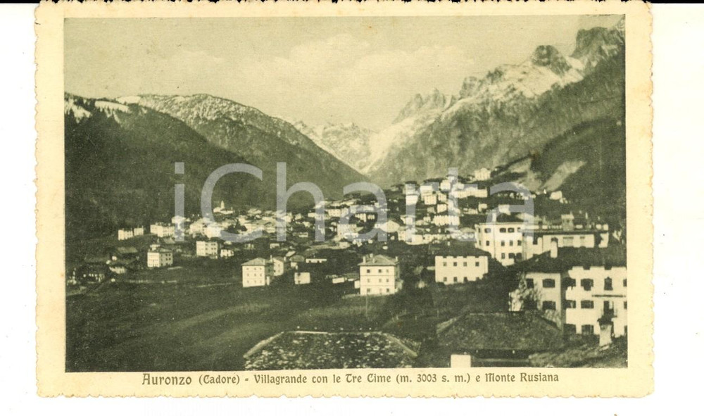 Cartolina originale da collezione 1915 AURONZO DI CADORE Villagrande con le Tre Cime Cartolina postale FP VG 1