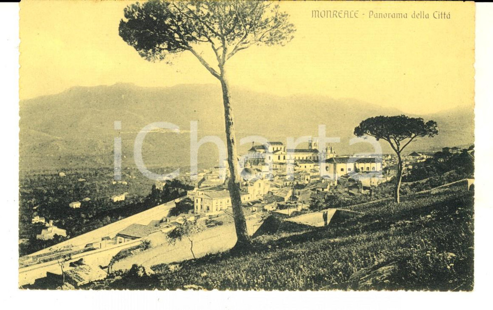 Cartolina originale da collezione 1910 ca MONREALE PA Panorama della cittÃ  Cartolina postale FP NV 1