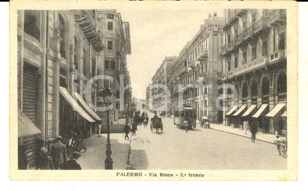 Cartolina originale da collezione 1933 PALERMO Veduta di via ROMA  2Â° tronco Cartolina ANIMATA 1