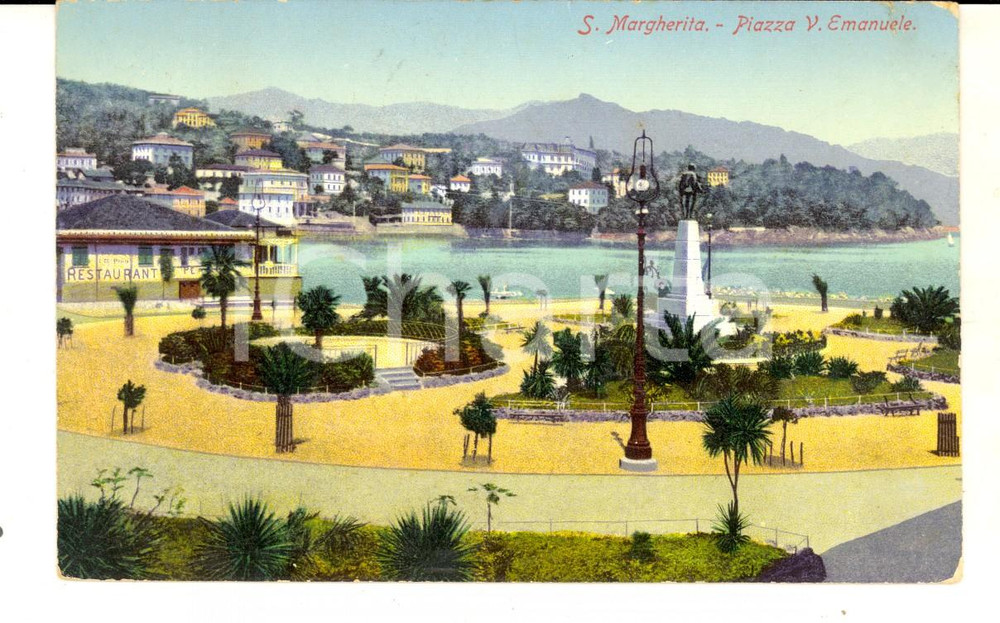 Cartolina originale da collezione 1910 SANTA MARGHERITA LIGURE Veduta di piazza Vittorio Emanuele Cartolina FP VG 1