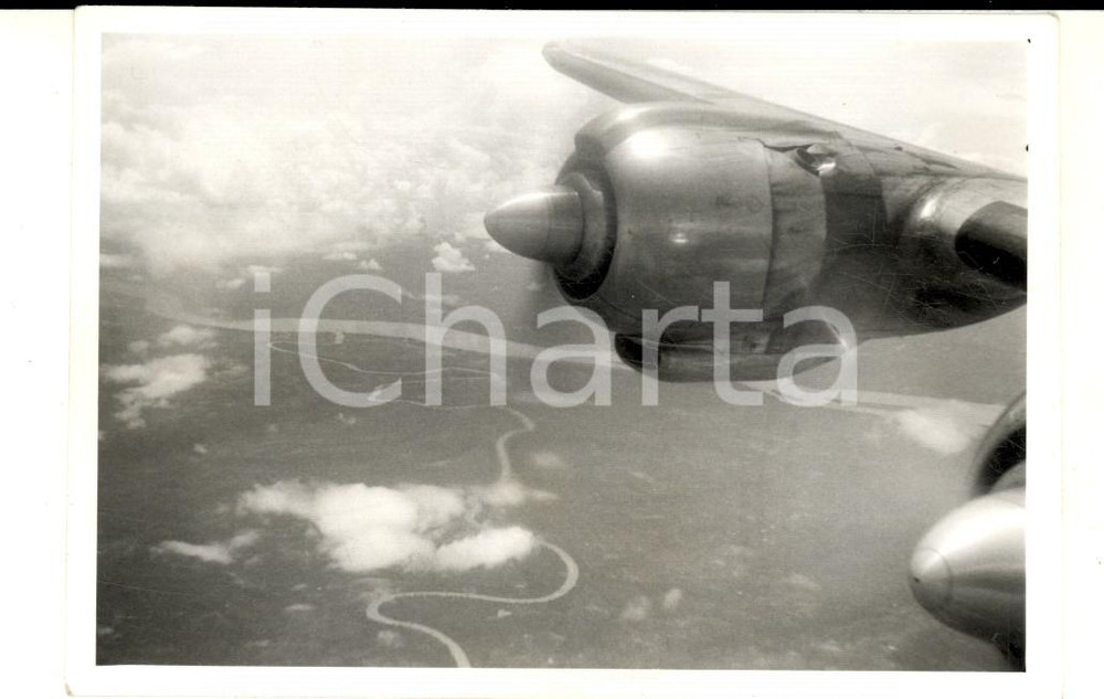 Fotografia d epoca originale 1958 THAILANDIA Veduta aerea del MEKONG e di un affluente Foto 12x10 cm 1