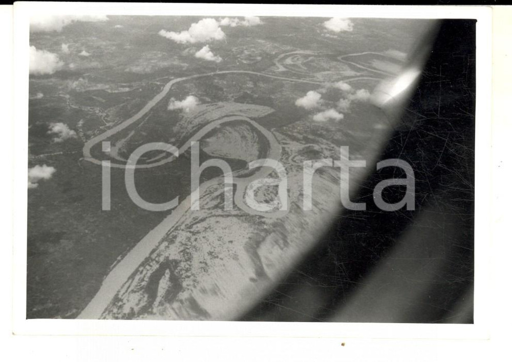 Fotografia d epoca originale 1958 THAILANDIA Veduta aerea di un affluente del fiume MENAM Foto 12x10 cm 1