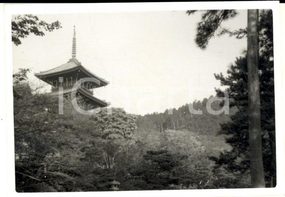 Fotografia d epoca originale 1958 KYOTO JAPAN Pagoda del tempio buddista di KIYOMIZU Foto 9x7 cm 1