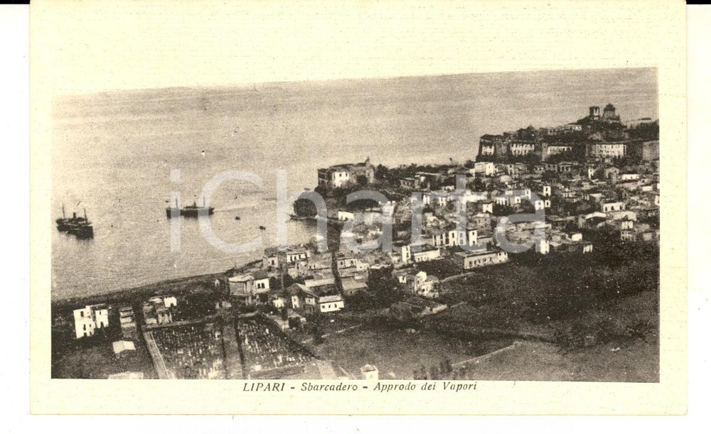 Cartolina originale da collezione 1930 ca LIPARI ME Sbarcadero  Approdo dei vapori Cartolina postale FP NV 1