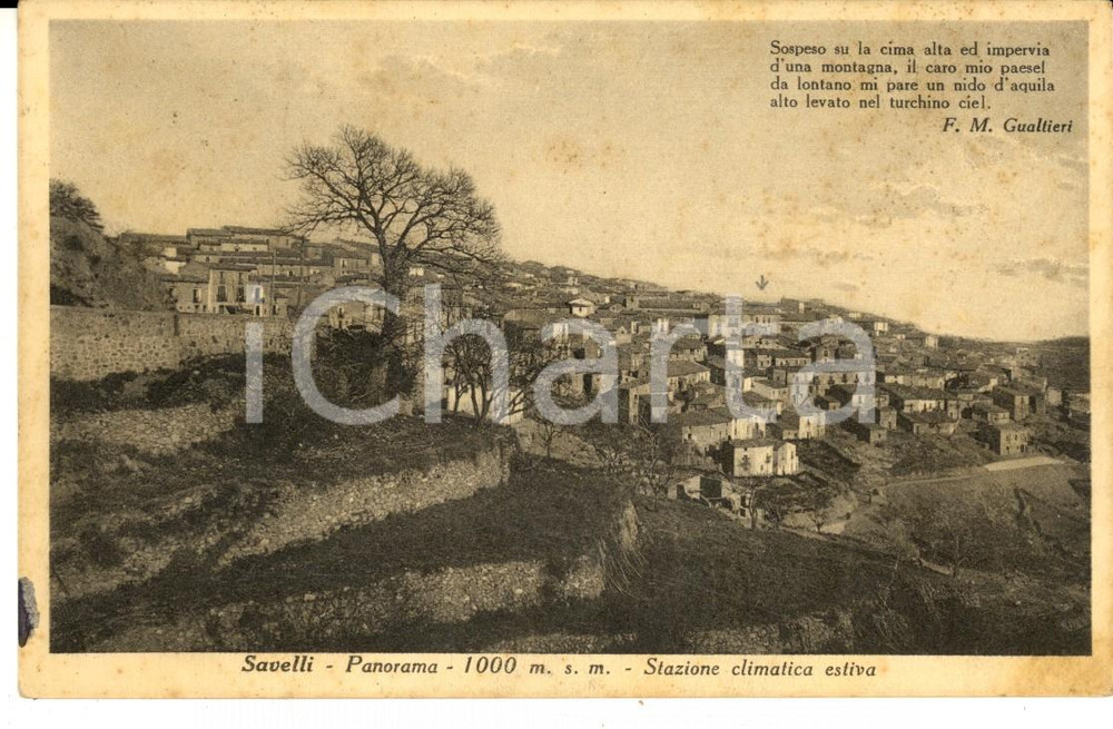 Cartolina originale da collezione 1941 SAVELLI KR Panorama generale del paese Cartolina postale FP VG 1