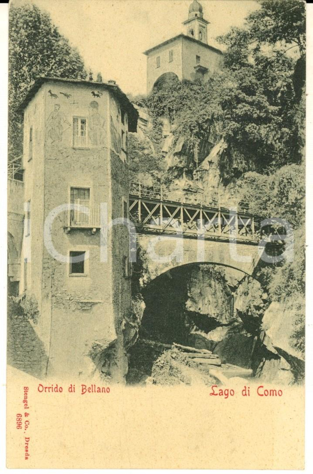 Cartolina originale da collezione 1900 ca BELLANO LC Veduta dell Orrido Cartolina postale FP NV 1