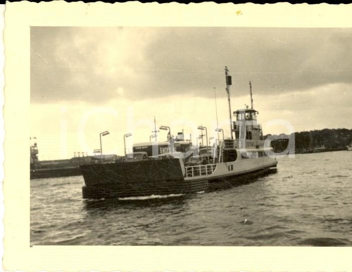 Fotografia d epoca originale 1960 ca COPENHAGEN Partenza di un traghetto per trasporto merci Foto 9x7 1