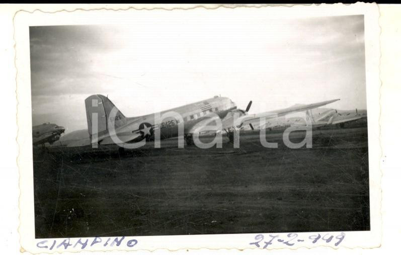 Fotografia d epoca originale 1949 ROMA CIAMPINO Aereo CE 125 sulla pista Foto VINTAGE ARTISTICA 10x6 1