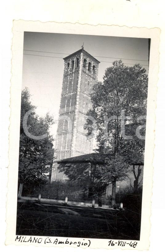 Fotografia d epoca originale 1948 MILANO Veduta del campanile di SANT AMBROGIO Foto VINTAGE ARTISTICA 6x10 1