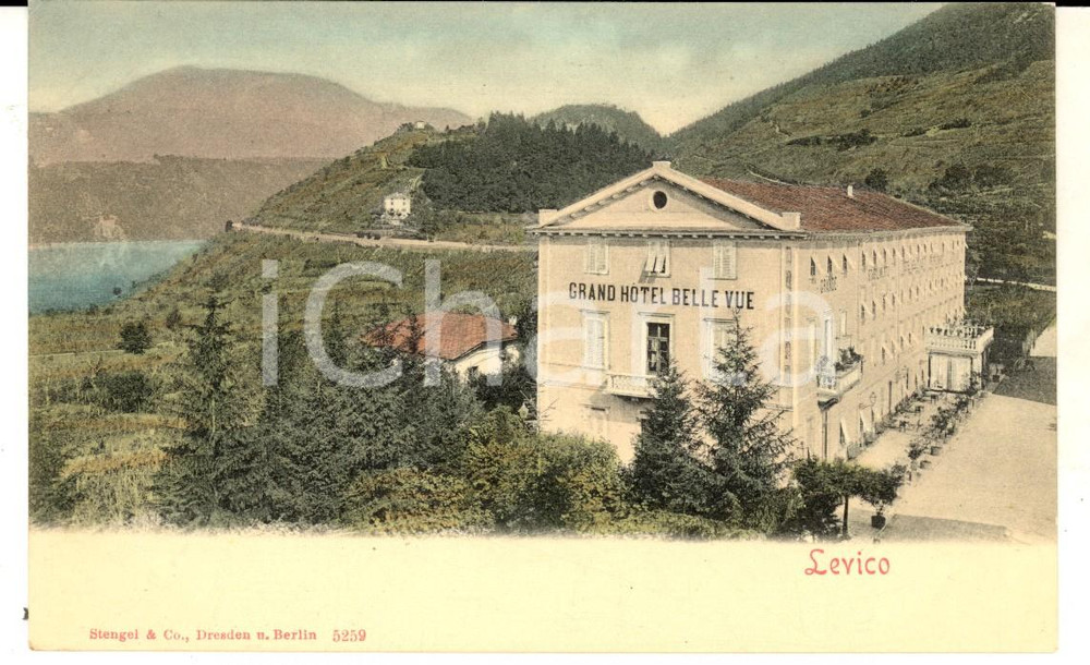 Cartolina originale da collezione 1900 ca LEVICO TERME TN Grand Hotel BELLE VUE Cartolina ILLUSTRATA FP NV 1
