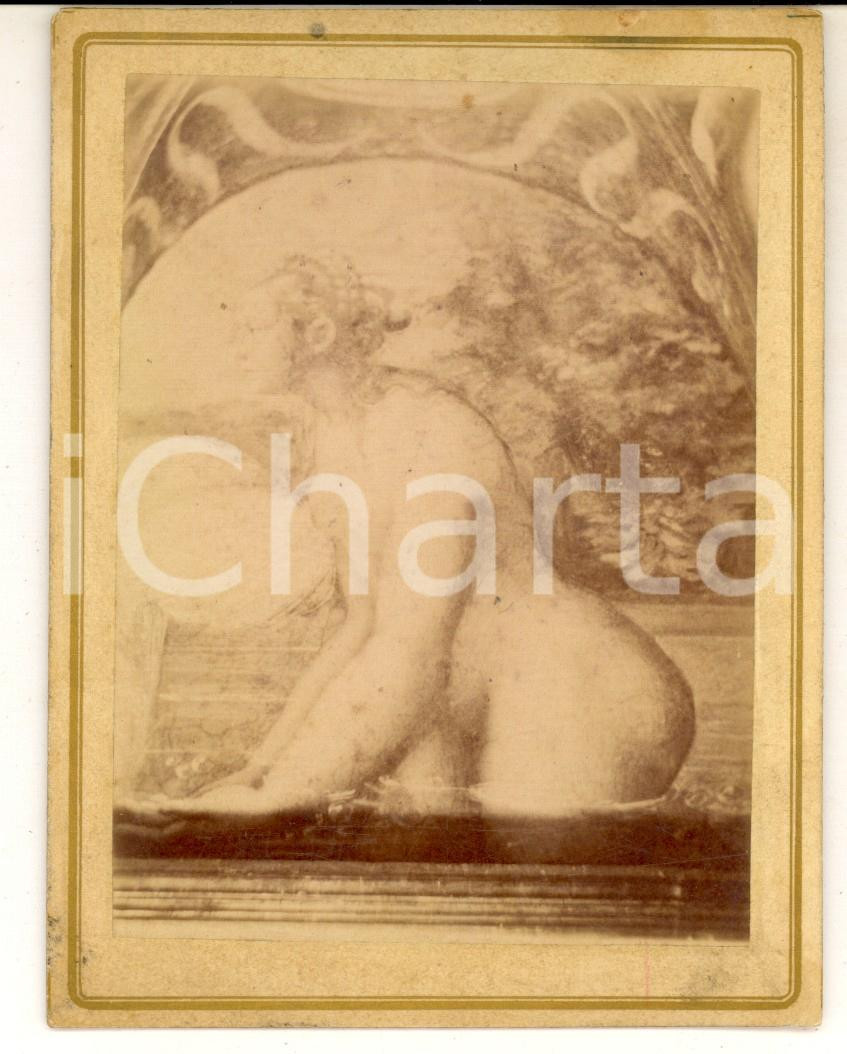 Fotografia d epoca originale 1880 ca ARTE Nudo femminile al bagno Foto VINTAGE da affresco 10x13 cm 1