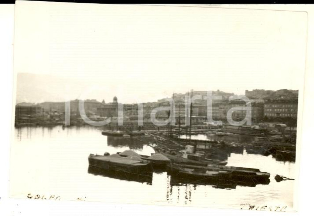 Fotografia d epoca originale 1950 ca TRIESTE Veduta invernale del golfo Foto VINTAGE 9x6 cm 1