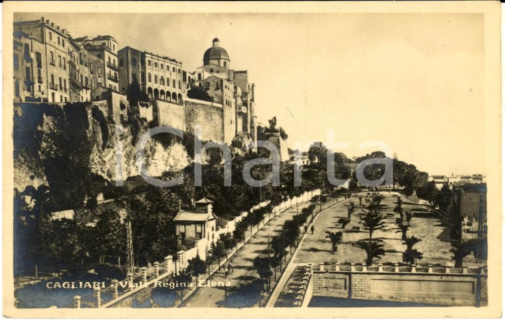 Cartolina originale da collezione 1929 CAGLIARI Veduta di viale Regina ELENA Cartolina postale VINTAGE FP VG 1