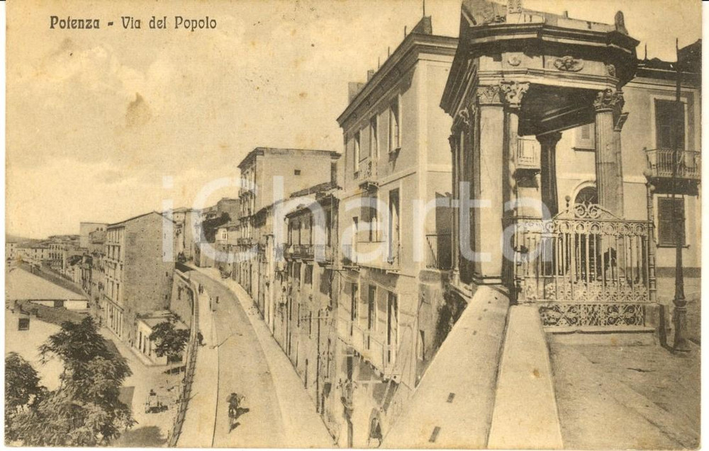 Cartolina originale da collezione 1930 POTENZA Veduta di via del Popolo Cartolina ANIMATA FP VG 1